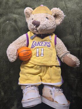 Lakers Karl Malone #11 NBA Plush Teddy Bear with Jersey, Cap, Shoes & Basketball